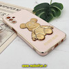 قاب گوشی Galaxy A04S سامسونگ طرح ژله ای مای کیس خرس طلایی تدی برجسته POWER BEAR محافظ لنز دار پاپ سوکت دار گلبهی کد 227