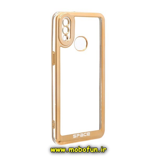 قاب گوشی Galaxy A10S سامسونگ طرح الکتروپلیتینگ ژله ای شفاف اورجینال اسپیس SPACE محافظ لنز دار طلایی کد 643