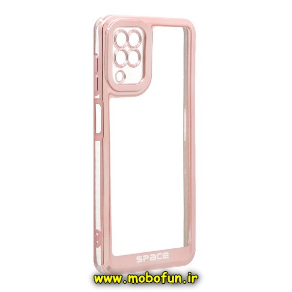 قاب گوشی Galaxy A12 - Galaxy M12 سامسونگ طرح الکتروپلیتینگ ژله ای شفاف اورجینال اسپیس SPACE محافظ لنز دار رزگلد کد 1257