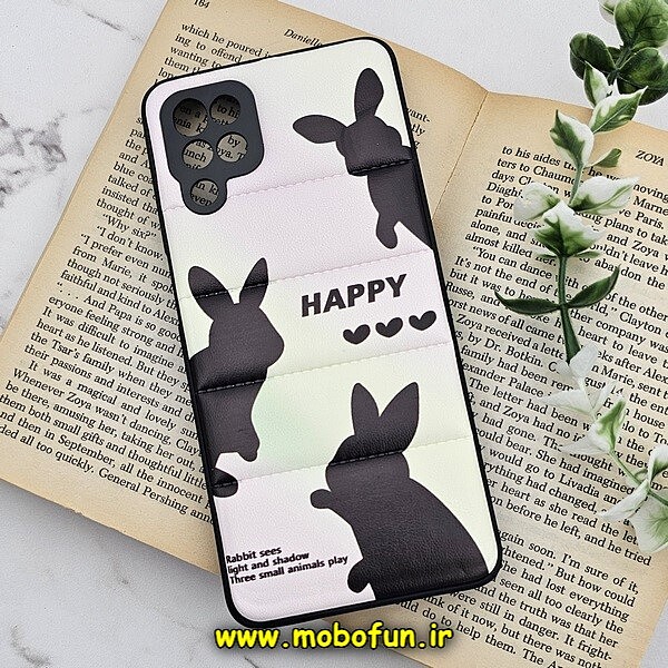 قاب گوشی Galaxy A12 - Galaxy M12 سامسونگ طرح دار پافر چرمی محافظ لنز دار خرگوشی HAPPY کد 1279