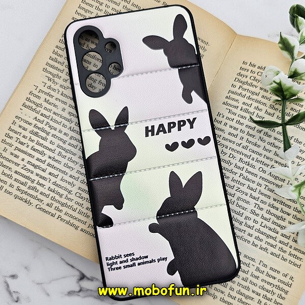 قاب گوشی Galaxy A13 4G - Galaxy A04S سامسونگ طرح دار پافر چرمی محافظ لنز دار خرگوشی HAPPY کد 705