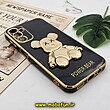 قاب گوشی Galaxy A14 4G - Galaxy A14 5G سامسونگ طرح ژله ای مای کیس خرس طلایی تدی برجسته POWER BEAR محافظ لنز دار پاپ سوکت دار مشکی کد 330