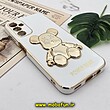 قاب گوشی Galaxy A14 4G - Galaxy A14 5G سامسونگ طرح ژله ای مای کیس خرس طلایی تدی برجسته POWER BEAR محافظ لنز دار پاپ سوکت دار سفید کد 332