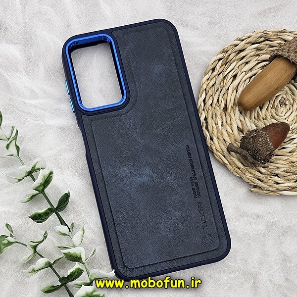 قاب گوشی Galaxy A14 4G - Galaxy A14 5G سامسونگ طرح چرمی کلاسیک HARD متال کیس نیلکین NILLKIN سرمه ای کد 343