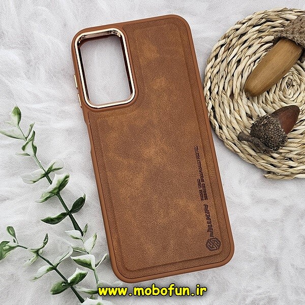قاب گوشی Galaxy A14 4G - Galaxy A14 5G سامسونگ طرح چرمی کلاسیک HARD متال کیس نیلکین NILLKIN عسلی کد 344