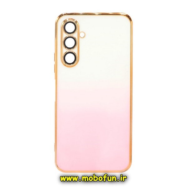 قاب گوشی Galaxy A14 4G - Galaxy A14 5G سامسونگ طرح ژله ای مای کیس گلد لاین دور طلایی محافظ لنز دار شیشه ای دو رنگ کد 397