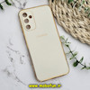 قاب گوشی Galaxy A14 4G - Galaxy A14 5G سامسونگ طرح ژله ای مای کیس گلد لاین دور طلایی محافظ لنز دار لوگودار کرم کد 412