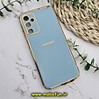 قاب گوشی Galaxy A14 4G - Galaxy A14 5G سامسونگ طرح ژله ای مای کیس گلد لاین دور طلایی محافظ لنز دار لوگودار آبی روشن کد 413