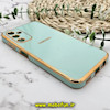 قاب گوشی Galaxy A14 4G - Galaxy A14 5G سامسونگ طرح ژله ای مای کیس گلد لاین دور طلایی محافظ لنز دار لوگودار سبزآبی کد 414