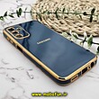 قاب گوشی Galaxy A14 4G - Galaxy A14 5G سامسونگ طرح ژله ای مای کیس گلد لاین دور طلایی محافظ لنز دار لوگودار سرمه ای کد 416