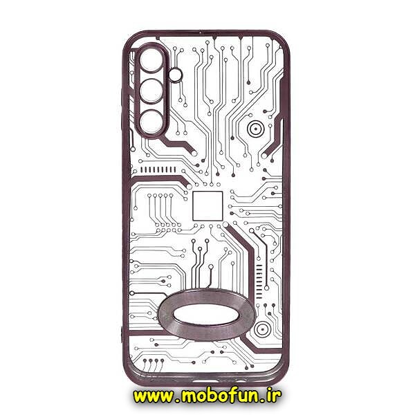 قاب گوشی Galaxy A14 4G - Galaxy A14 5G سامسونگ طرح الکتروپلیتینگ مگ سیف ژله ای شفاف مدار برق اورجینال محافظ لنز دار بنفش کد 424