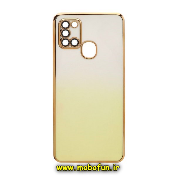 قاب گوشی Galaxy A21S سامسونگ طرح ژله ای مای کیس گلد لاین دور طلایی محافظ لنز دار شیشه ای دو رنگ کد 729