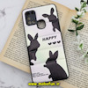 قاب گوشی Galaxy A21S سامسونگ طرح دار پافر چرمی محافظ لنز دار خرگوشی HAPPY کد 755