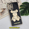 قاب گوشی Galaxy A23 4G سامسونگ طرح ژله ای مای کیس خرس طلایی تدی برجسته POWER BEAR محافظ لنز دار پاپ سوکت دار مشکی کد 470