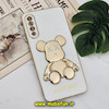 قاب گوشی Galaxy A30S - Galaxy A50S - Galaxy A50 سامسونگ طرح ژله ای مای کیس خرس طلایی تدی برجسته POWER BEAR محافظ لنز دار پاپ سوکت دار سفید کد 989