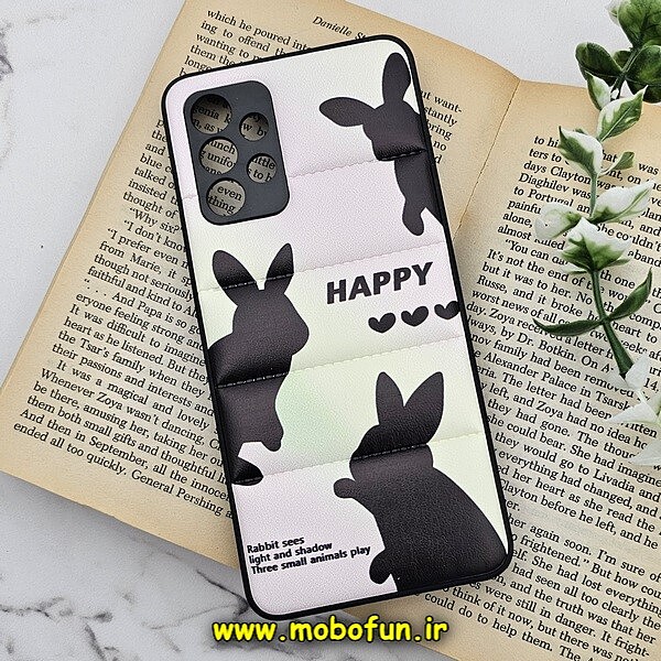 قاب گوشی Galaxy A32 4G سامسونگ طرح دار پافر چرمی محافظ لنز دار خرگوشی HAPPY کد 950