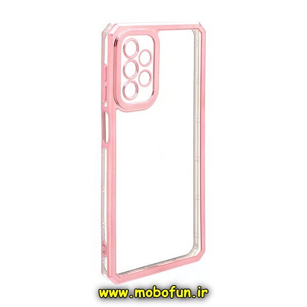 قاب گوشی Galaxy A32 4G سامسونگ طرح الکتروپلیتینگ ژله ای شفاف محافظ لنز دار ایربگ دار رزگلد کد 962