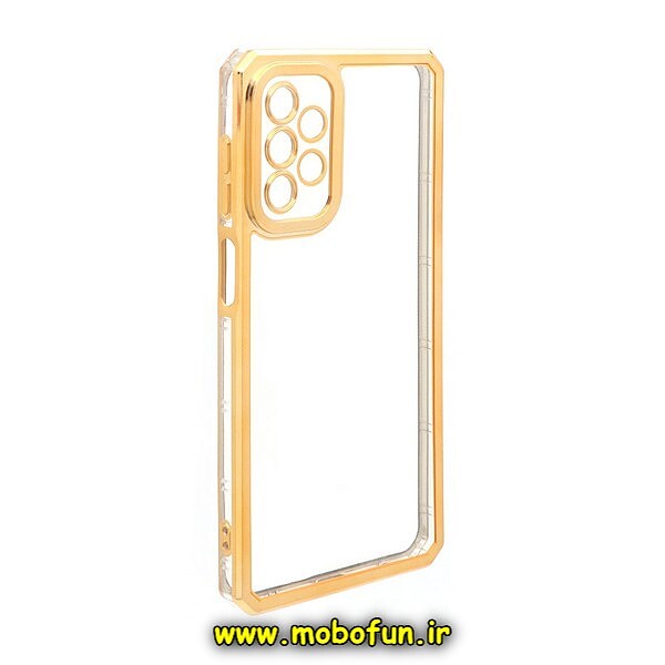 قاب گوشی Galaxy A32 4G سامسونگ طرح الکتروپلیتینگ ژله ای شفاف محافظ لنز دار ایربگ دار طلایی کد 964