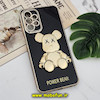 قاب گوشی Galaxy A32 5G سامسونگ طرح ژله ای مای کیس خرس طلایی تدی برجسته POWER BEAR محافظ لنز دار پاپ سوکت دار مشکی کد 334