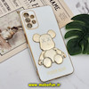 قاب گوشی Galaxy A32 5G سامسونگ طرح ژله ای مای کیس خرس طلایی تدی برجسته POWER BEAR محافظ لنز دار پاپ سوکت دار سفید کد 335