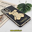 قاب گوشی Galaxy A33 5G سامسونگ طرح ژله ای مای کیس خرس طلایی تدی برجسته POWER BEAR محافظ لنز دار پاپ سوکت دار مشکی کد 497