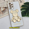 قاب گوشی Galaxy A33 5G سامسونگ طرح ژله ای مای کیس خرس طلایی تدی برجسته POWER BEAR محافظ لنز دار پاپ سوکت دار سفید کد 498