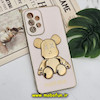 قاب گوشی Galaxy A33 5G سامسونگ طرح ژله ای مای کیس خرس طلایی تدی برجسته POWER BEAR محافظ لنز دار پاپ سوکت دار گلبهی کد 499
