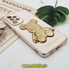 قاب گوشی Galaxy A33 5G سامسونگ طرح ژله ای مای کیس خرس طلایی تدی برجسته POWER BEAR محافظ لنز دار پاپ سوکت دار گلبهی کد 499