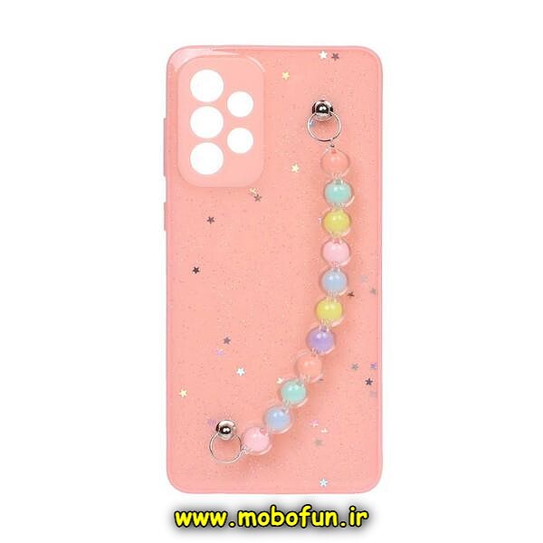قاب گوشی Galaxy A33 5G سامسونگ طرح رزینی ماربل مرواریدی دستبندی رنگی محافظ لنزدار گلبهی کد 524