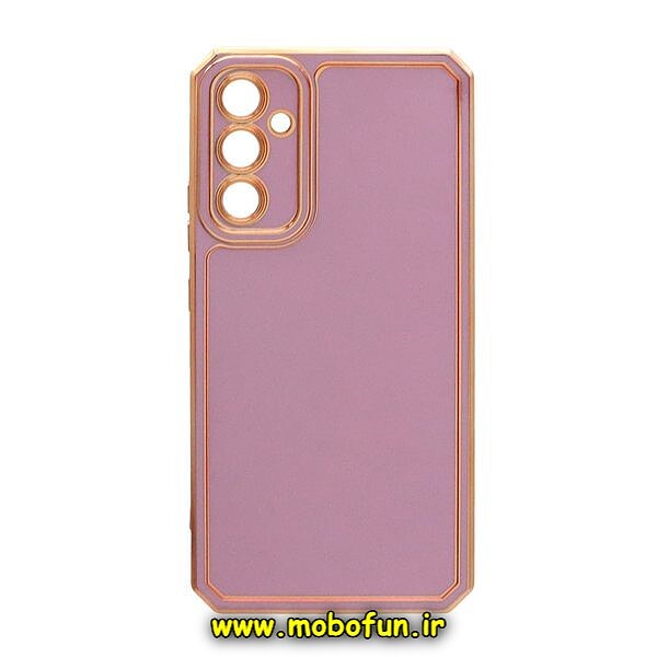 قاب گوشی Galaxy A34 5G سامسونگ طرح ژله ای مای کیس گلد لاین دور طلایی محافظ لنز دار ایربگ دار کپسولی بنفش کد 291