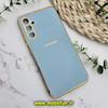 قاب گوشی Galaxy A34 5G سامسونگ طرح ژله ای مای کیس گلد لاین دور طلایی محافظ لنز دار آبی روشن کد 298