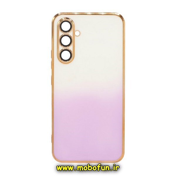 قاب گوشی Galaxy A34 5G سامسونگ طرح ژله ای مای کیس گلد لاین دور طلایی محافظ لنز دار شیشه ای دو رنگ کد 331