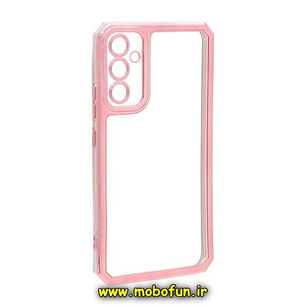 قاب گوشی Galaxy A34 5G سامسونگ طرح الکتروپلیتینگ ژله ای شفاف محافظ لنز دار ایربگ دار رزگلد کد 334