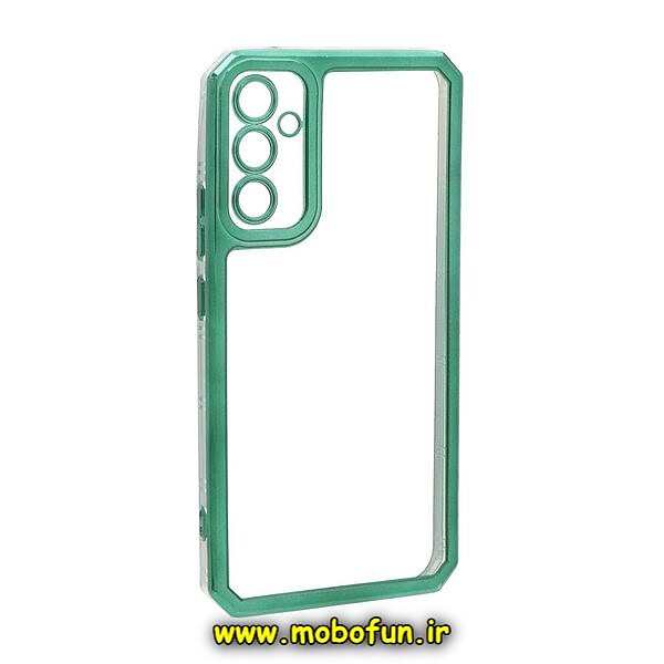 قاب گوشی Galaxy A34 5G سامسونگ طرح الکتروپلیتینگ ژله ای شفاف محافظ لنز دار ایربگ دار سبز کد 337