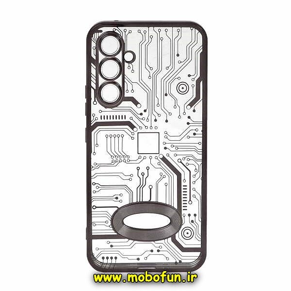 قاب گوشی Galaxy A34 5G سامسونگ طرح الکتروپلیتینگ مگ سیف ژله ای شفاف مدار برق اورجینال محافظ لنز دار مشکی کد 359