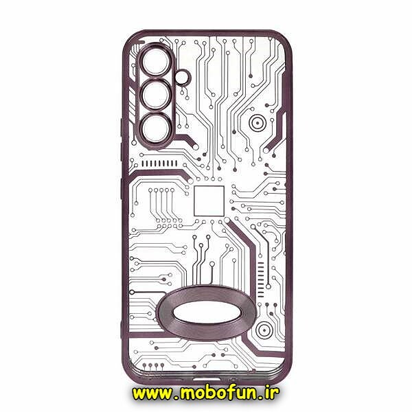 قاب گوشی Galaxy A34 5G سامسونگ طرح الکتروپلیتینگ مگ سیف ژله ای شفاف مدار برق اورجینال محافظ لنز دار بنفش کد 362