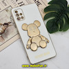 قاب گوشی Galaxy A51 سامسونگ طرح ژله ای مای کیس خرس طلایی تدی برجسته POWER BEAR محافظ لنز دار پاپ سوکت دار سفید کد 857