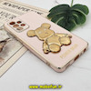 قاب گوشی Galaxy A52 4G - Galaxy A52 5G - Galaxy A52S سامسونگ طرح ژله ای مای کیس خرس طلایی تدی برجسته POWER BEAR محافظ لنز دار پاپ سوکت دار گلبهی کد 1149
