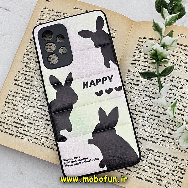 قاب گوشی Galaxy A52 4G - Galaxy A52 5G - Galaxy A52S سامسونگ طرح دار پافر چرمی محافظ لنز دار خرگوشی HAPPY کد 1178