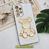 قاب گوشی Galaxy A53 5G سامسونگ طرح ژله ای مای کیس خرس طلایی تدی برجسته POWER BEAR محافظ لنز دار پاپ سوکت دار سفید کد 693