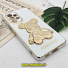 قاب گوشی Galaxy A53 5G سامسونگ طرح ژله ای مای کیس خرس طلایی تدی برجسته POWER BEAR محافظ لنز دار پاپ سوکت دار سفید کد 693