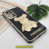 قاب گوشی Galaxy A53 5G سامسونگ طرح ژله ای مای کیس خرس طلایی تدی برجسته POWER BEAR محافظ لنز دار پاپ سوکت دار مشکی کد 694