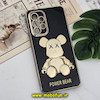 قاب گوشی Galaxy A53 5G سامسونگ طرح ژله ای مای کیس خرس طلایی تدی برجسته POWER BEAR محافظ لنز دار پاپ سوکت دار مشکی کد 694
