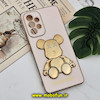 قاب گوشی Galaxy A53 5G سامسونگ طرح ژله ای مای کیس خرس طلایی تدی برجسته POWER BEAR محافظ لنز دار پاپ سوکت دار گلبهی کد 695