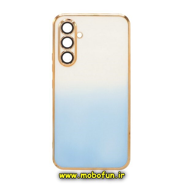 قاب گوشی Galaxy A54 5G سامسونگ طرح ژله ای مای کیس گلد لاین دور طلایی محافظ لنز دار شیشه ای دو رنگ کد 406