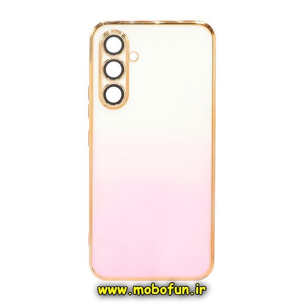 قاب گوشی Galaxy A54 5G سامسونگ طرح ژله ای مای کیس گلد لاین دور طلایی محافظ لنز دار شیشه ای دو رنگ کد 408