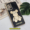 قاب گوشی Galaxy A73 5G سامسونگ طرح ژله ای مای کیس خرس طلایی تدی برجسته POWER BEAR محافظ لنز دار پاپ سوکت دار مشکی کد 691