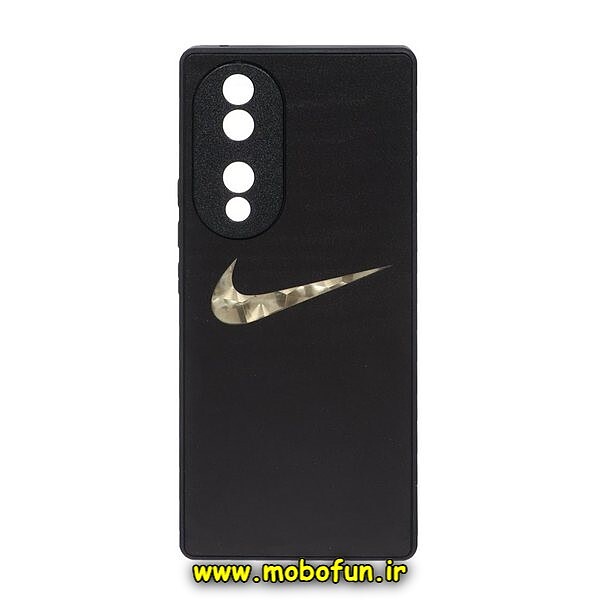 قاب گوشی Honor 70 آنر لاکچری دیزاین نایکی NIKE محافظ لنزدار مشکی کد 26