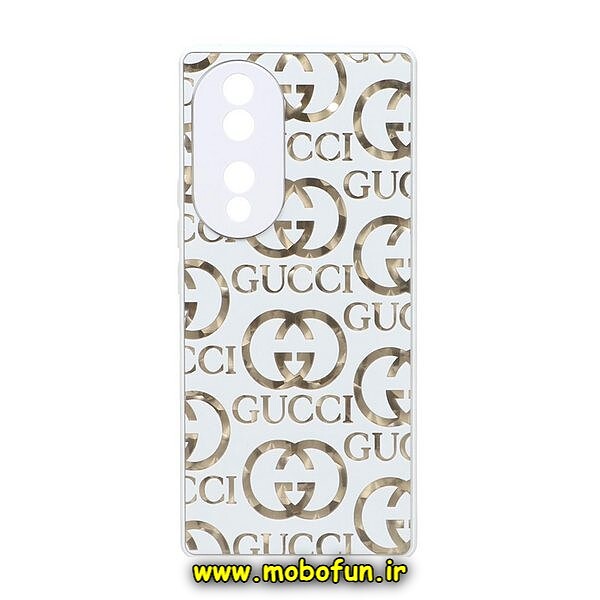 قاب گوشی Honor 70 آنر لاکچری دیزاین گوچی GUCCI محافظ لنزدار سفید کد 31