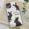 قاب گوشی iPhone 11 Pro Max آیفون طرح دار پافر چرمی محافظ لنز دار خرگوشی HAPPY کد 574